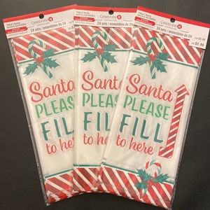 🆕 3x 🎅 Bakeware Treat Bags Celebrate It - Santa Please Fill To Here Christmas